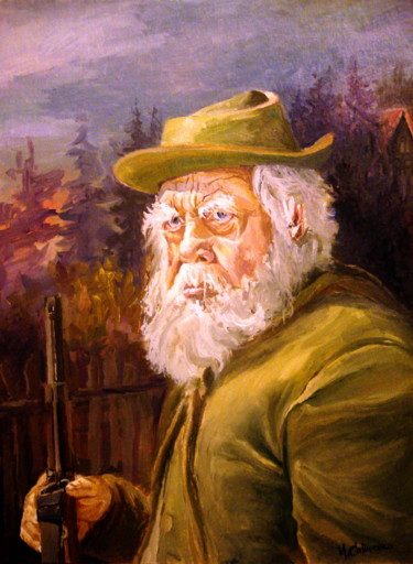 Peinture intitulée "Hunter" par Mike Satcher, Œuvre d'art originale, Huile