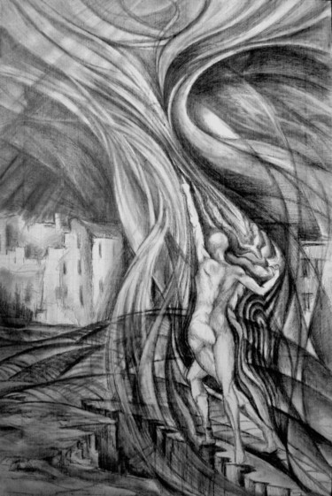 Drawing titled "Uprising to Heaven" by Mike Satcher, Original Artwork, Pencil