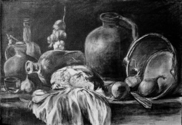 Drawing titled "Still life with bre…" by Mike Satcher, Original Artwork, Pencil