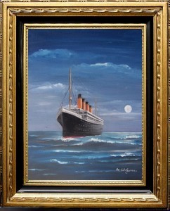 Peinture intitulée "Paquebot titanic" par Martine Suzanne Calvayrac, Œuvre d'art originale, Huile