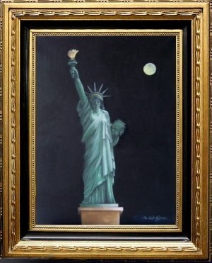 Peinture intitulée "Statue de la liberté" par Martine Suzanne Calvayrac, Œuvre d'art originale, Huile