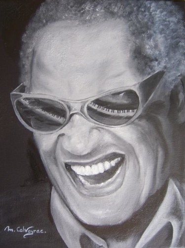 Peinture intitulée "Ray Charles" par Martine Suzanne Calvayrac, Œuvre d'art originale, Huile