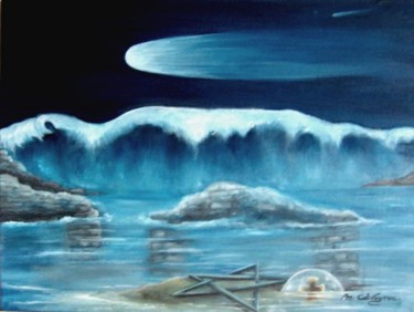 Peinture intitulée "Comète" par Martine Suzanne Calvayrac, Œuvre d'art originale, Huile