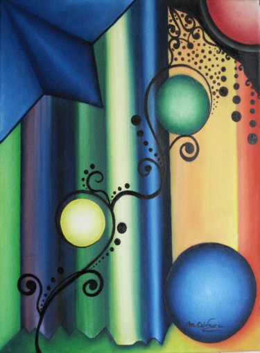 Painting titled "multicolor" by Martine Suzanne Calvayrac, Original Artwork, Oil