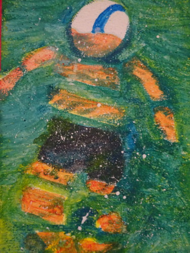 Schilderij getiteld "der Schwimmer" door M.U.S.E., Origineel Kunstwerk, Acryl