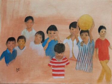 Painting titled "boy group" by M.U.S.E., Original Artwork, Oil