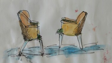 Tekening getiteld "2 ohne" door Urte Singdrossel, Origineel Kunstwerk, Aquarel