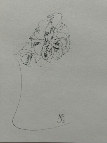 Disegno intitolato "die letzte Rose" da Urte Singdrossel, Opera d'arte originale, Inchiostro