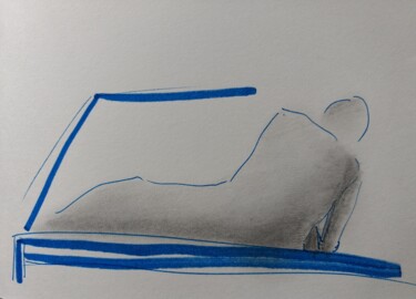 Zeichnungen mit dem Titel "Liegender" von Urte Singdrossel, Original-Kunstwerk, Tinte