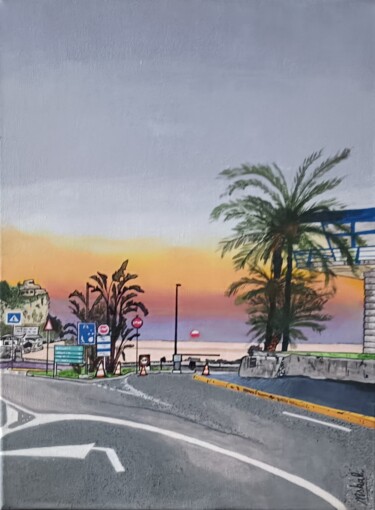 Painting titled "South France border" by Mskal, Original Artwork, Acrylic Mounted on Wood Stretcher frame