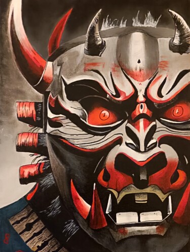 Pintura intitulada "Kabuto no kamen" por Mskal, Obras de arte originais, Acrílico Montado em Armação em madeira