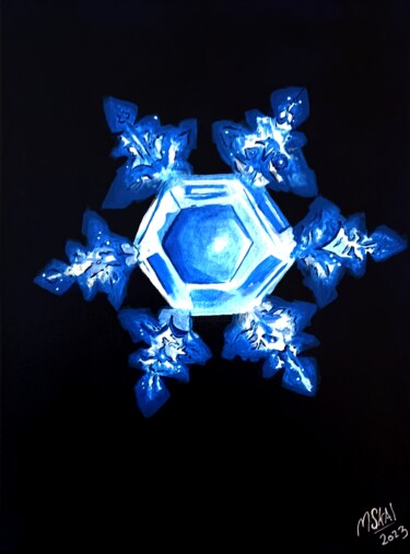 Painting titled "Ice crystal" by Mskal, Original Artwork, Acrylic Mounted on Wood Stretcher frame