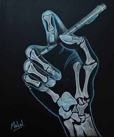Ζωγραφική με τίτλο "Handwrite for Blueh…" από Mskal, Αυθεντικά έργα τέχνης, Ακρυλικό Τοποθετήθηκε στο Ξύλινο φορείο σκελετό