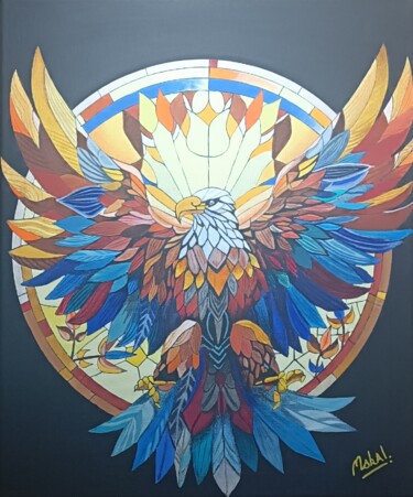 Peinture intitulée "Prismatic Aquila" par Mskal, Œuvre d'art originale, Acrylique Monté sur Châssis en bois