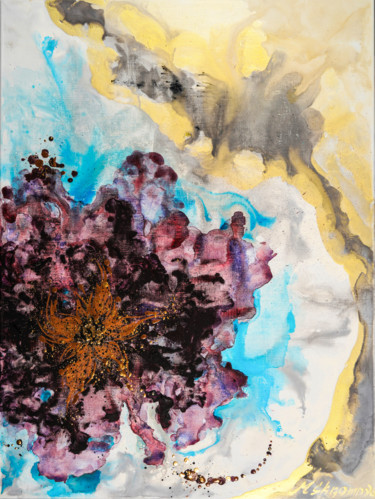 FLOWER FANTASY - Floral Large abstract artwork Painting titled "FLOWER FANTASY - Fl…" by Marina Skromova, Original Art, Oil Mounted on Stretcher frame