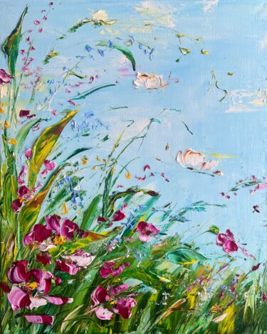 PRINT LIFE OVER THE MEADOW - Flowers. Butterflies. Field. Arte digital titulada "PRINT LIFE OVER THE…" por Marina Skromova, Obra de arte original, Trabajo Digital 2D