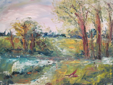Schilderij getiteld "Three trees" door Margaret Solomon-Bird, Origineel Kunstwerk, Olie