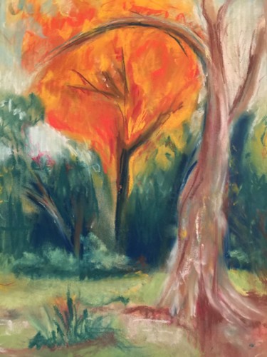 Dibujo titulada "Fall Tree - pleine…" por Margaret Solomon-Bird, Obra de arte original, Pastel