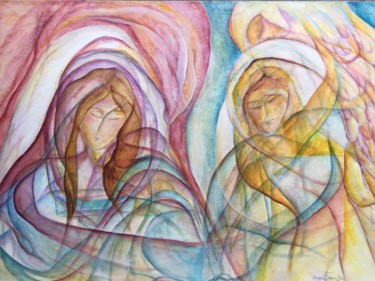 Pintura titulada "The Annunciation" por Margaret Solomon-Bird, Obra de arte original, Acrílico