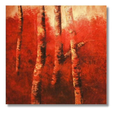 Painting titled "Red Woods 1" by Soledad, Original Artwork, Oil
