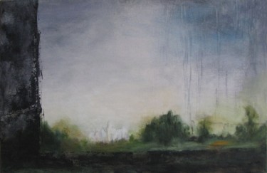 Peinture intitulée "paysage TGV 1" par Marie-Sylvie Riviere, Œuvre d'art originale