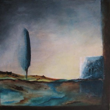 Peinture intitulée "Un carré bleu" par Marie-Sylvie Riviere, Œuvre d'art originale