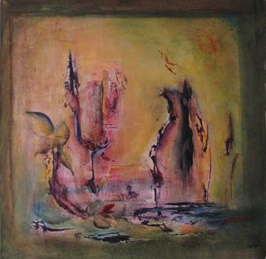 Painting titled "nature morte en rose" by Marie-Sylvie Riviere, Original Artwork