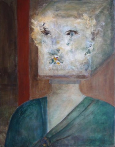 Peinture intitulée "Le masque de pierre" par Marie-Sylvie Riviere, Œuvre d'art originale