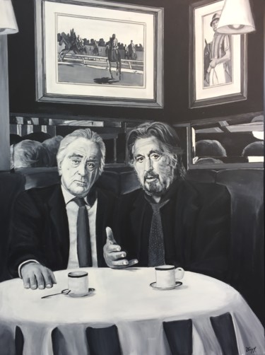 Peinture intitulée "AUTOUR D'UN CAFE" par Michael Edery, Œuvre d'art originale, Acrylique