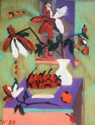 Painting titled "Cherry / Cerise" by Natalia Gurianova, Original Artwork, Acrylic