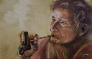 Malerei mit dem Titel "Vietnam - fumeuse" von Michelle Alias Farane Thébault, Original-Kunstwerk, Aquarell