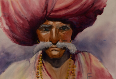 Painting titled "Fakir" by Michelle Alias Farane Thébault, Original Artwork, Watercolor