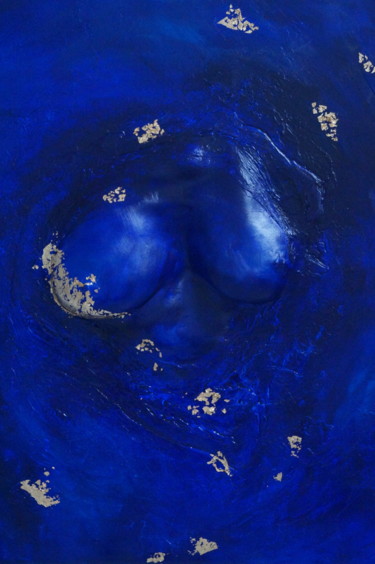 Peinture intitulée "Femmère bleue buste…" par Marine Tessier, Œuvre d'art originale, Acrylique