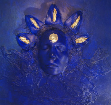 L'Atlante Clito - feuilles d'or Peinture intitulée "L'Atlante Clito - f…" par Marine Tessier, Œuvre d'art originale, Acrylique
