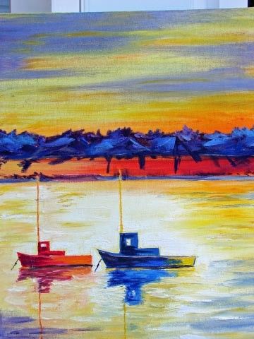 Painting titled "Harbor, Acadia Main…" by Marie-Therese Forand, Original Artwork