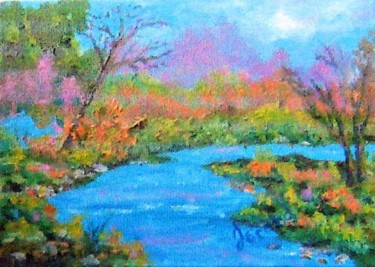 Painting titled "Spring at Brome Lake" by Marie-Therese Forand, Original Artwork