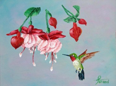 Peinture intitulée "Hummingbird and Lot…" par Marie-Therese Forand, Œuvre d'art originale