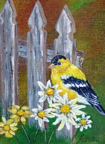 Painting titled "Gold Finch" by Marie-Therese Forand, Original Artwork