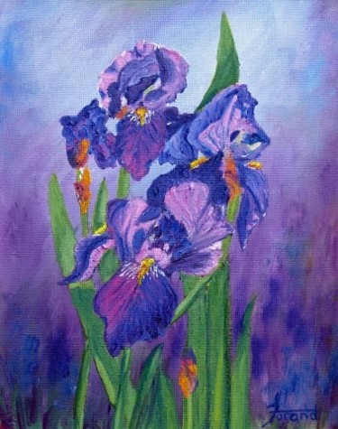 Peinture intitulée "Irises" par Marie-Therese Forand, Œuvre d'art originale