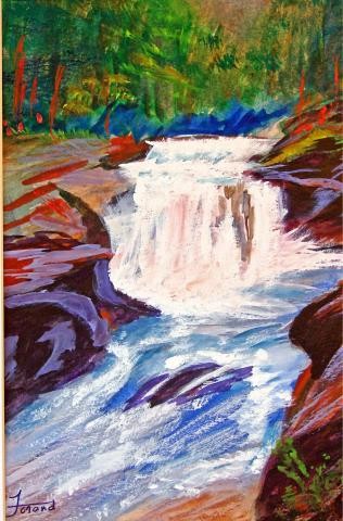 Картина под названием "Rushing Waters (gou…" - Marie-Therese Forand, Подлинное произведение искусства