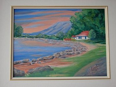 Painting titled "Georgian Bay Sunrise" by Marie-Therese Forand, Original Artwork, Oil