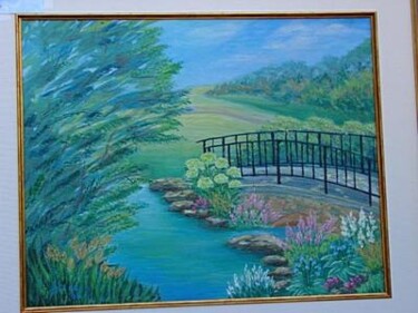 Painting titled "Flowered Bridge" by Marie-Therese Forand, Original Artwork