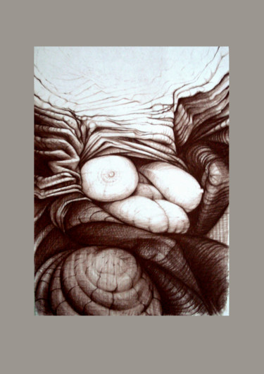 Drawing titled "Anomaly 2" by 757, Original Artwork, Charcoal