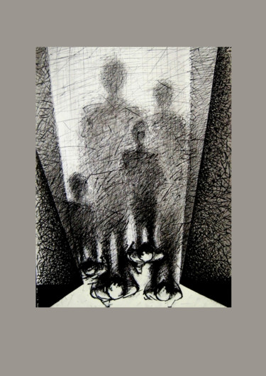 Рисунок под названием "Funeral" - 757, Подлинное произведение искусства, Чернила