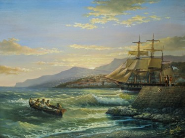 Картина под названием "Порт" - Aleksandr Klimov, Подлинное произведение искусства, Масло