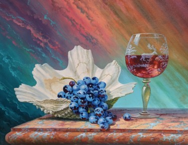 Картина под названием "Виноград" - Aleksandr Klimov, Подлинное произведение искусства, Масло