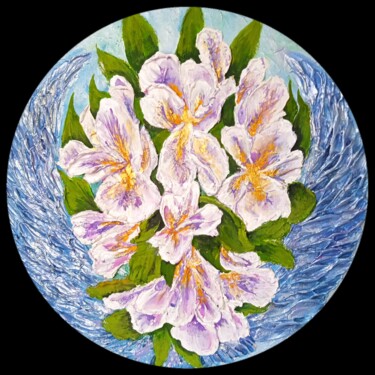 Malerei mit dem Titel ""Ирисы. Цветы весны…" von Mukhabbat Efimova, Original-Kunstwerk, Acryl