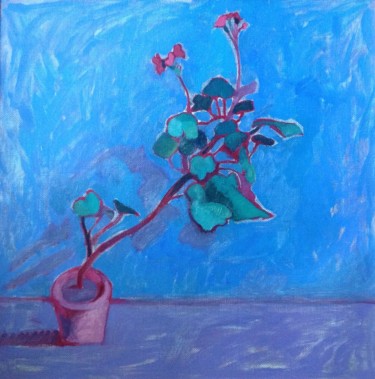 Painting titled "Géranium en pot" by Evgeniya Kolchina, Original Artwork, Oil