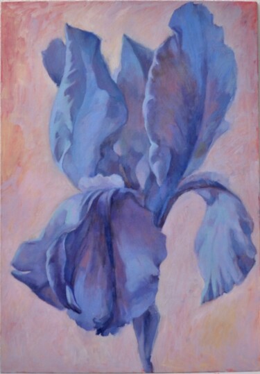 Painting titled "Blue iris" by Evgeniya Kolchina, Original Artwork, Oil