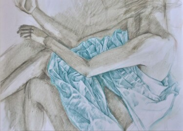 Peinture intitulée "Drape" par Evgeniya Kolchina, Œuvre d'art originale, Conté